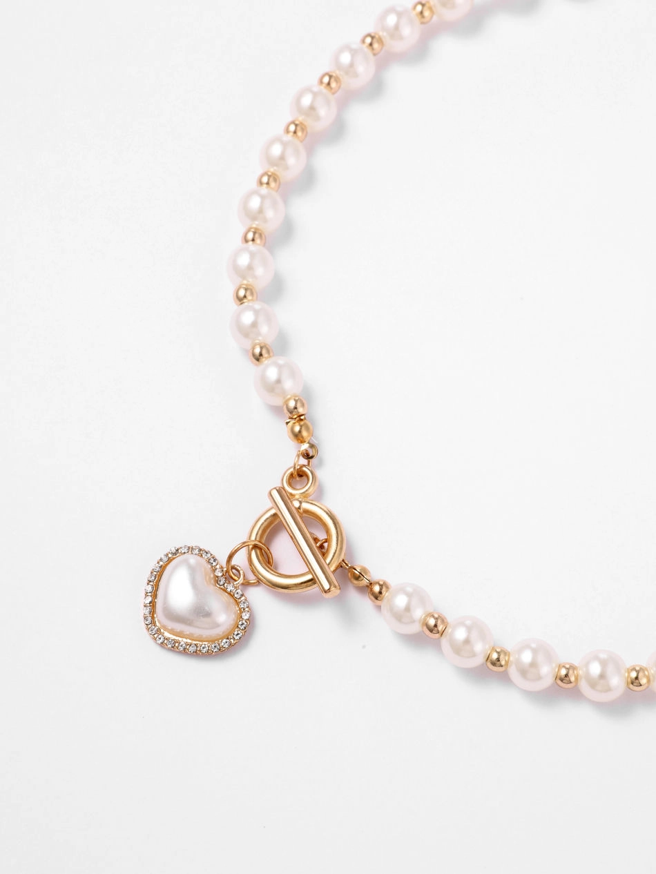 Cider Heart Faux Pearl Necklace สร้อยคอ ปันโปร Punpromotion