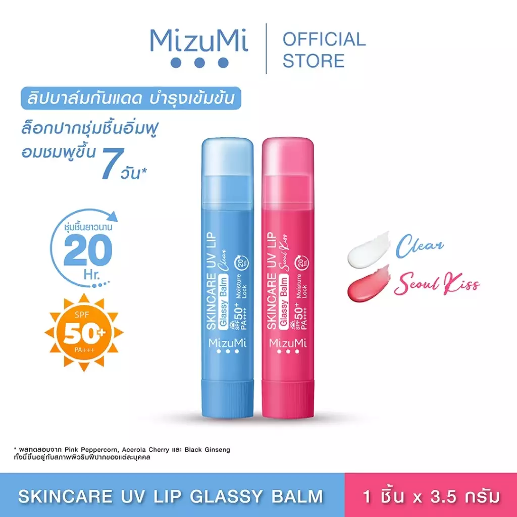 MizuMi Skincare UV Lip Glassy Balm 3 5g ปนโปร Punpromotion