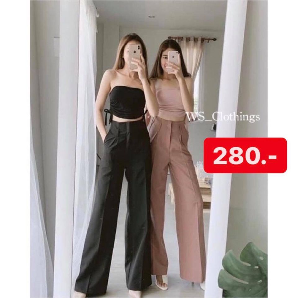 high waist pants black