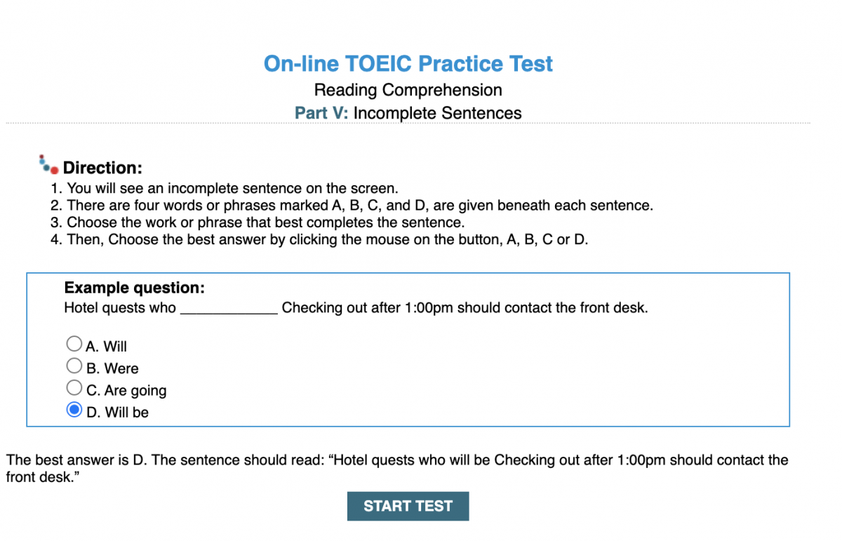 Canpacific TOEIC Practise Test