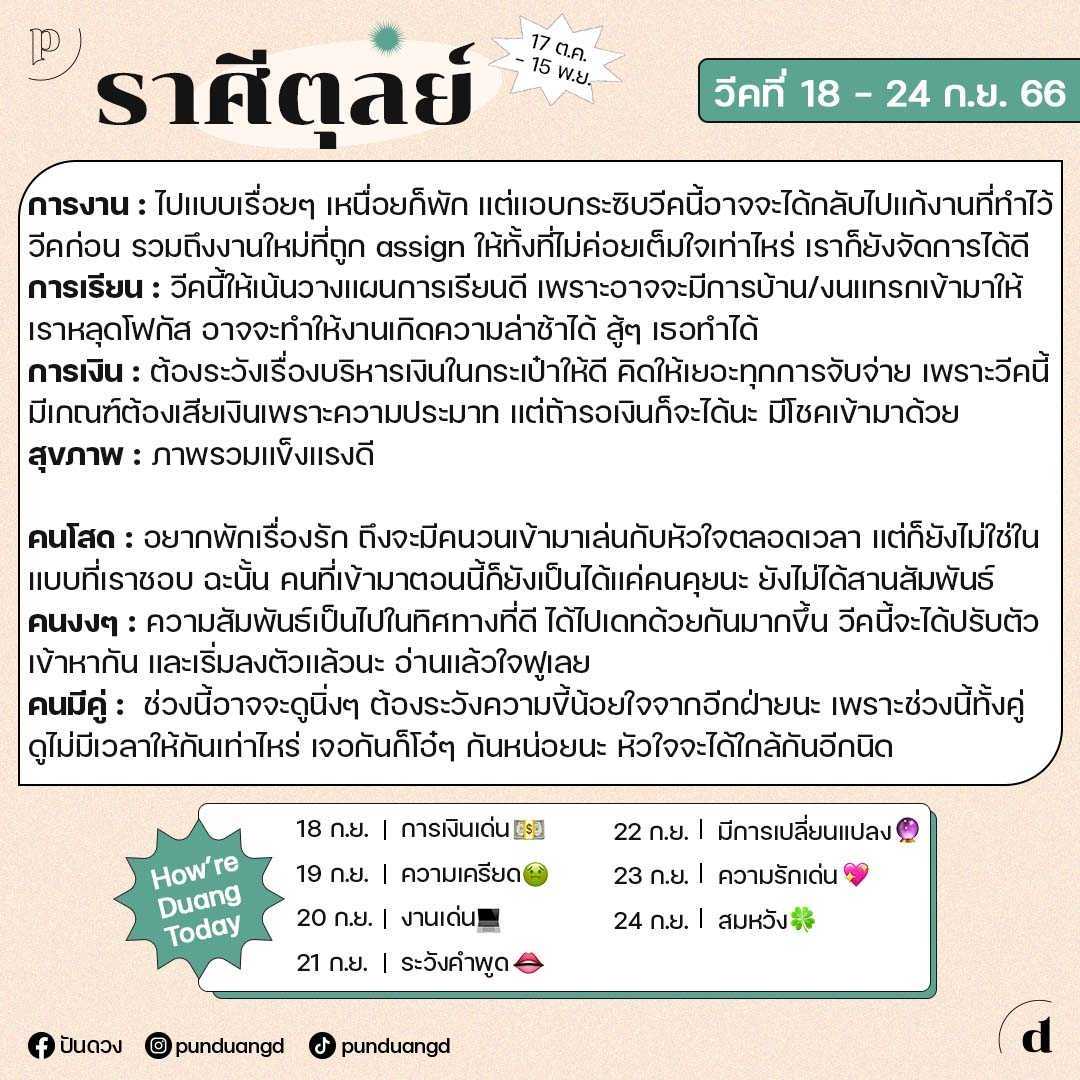 ดวงราศีประจำสัปดาห์