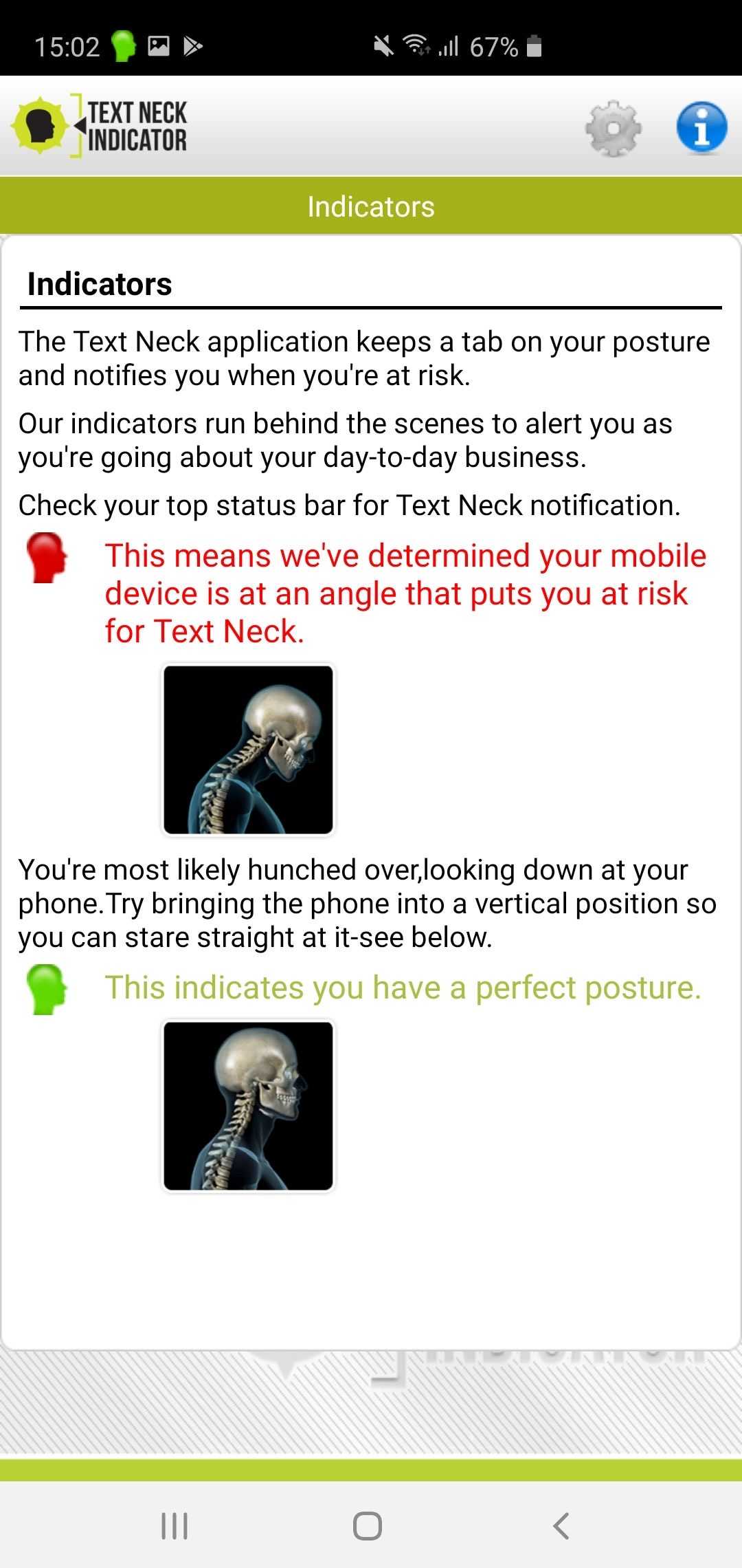 Text Neck Indicator