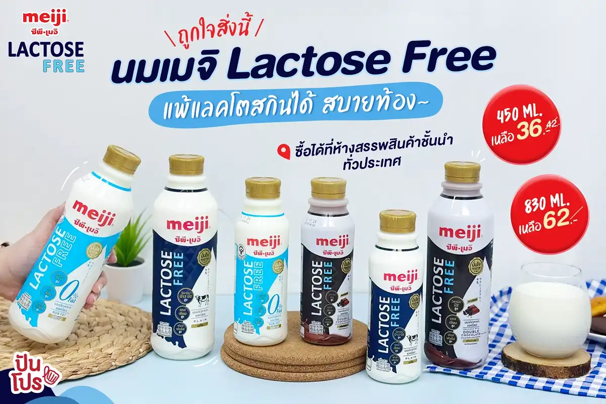 🥛 นมเมจิ Lactose Free ไม่มีแลคโตส คนแพ้กินได้ สบายท้อง~