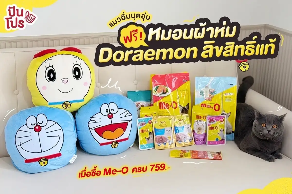 🐱 ซื้อ Me-O ฟรี! หมอนผ้าห่มโดราเอมอน ! 🐱 ซื้อ Me-O ฟรี! หมอนผ้าห่มโดราเอมอน !