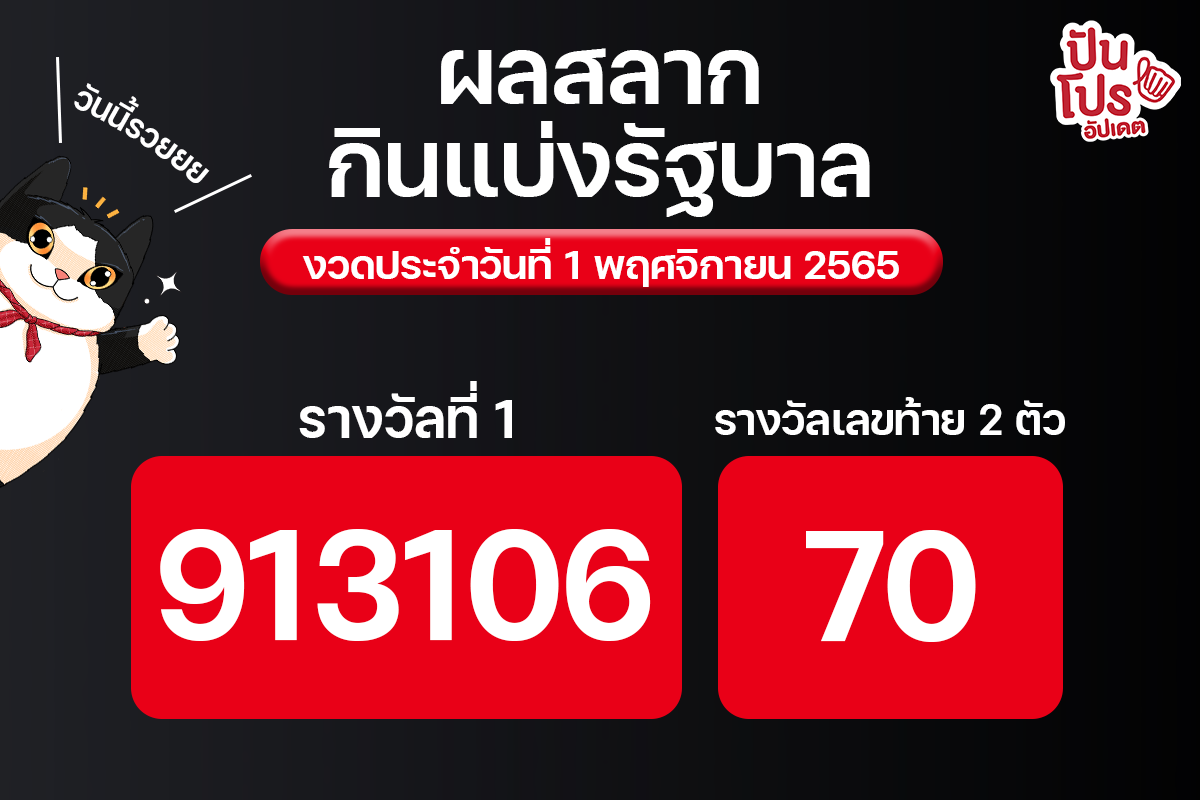 ถูกรางวัลที่ 1 แน่นะวิ ! พร้อมตรวจผลสลากกินแบ่งรัฐบาล ประจำงวดที่ 1 พ.ย. 65 กันหรือยัง ? ถูกรางวัลที่ 1 แน่นะวิ ! พร้อมตรวจผลสลากกินแบ่งรัฐบาล ประจำงวดที่ 1 พ.ย. 65 กันหรือยัง ?