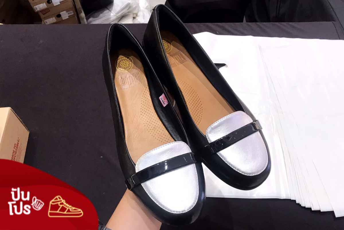 fitflop รองเท้า F-POP Loafer Black Lizard ลด 70%