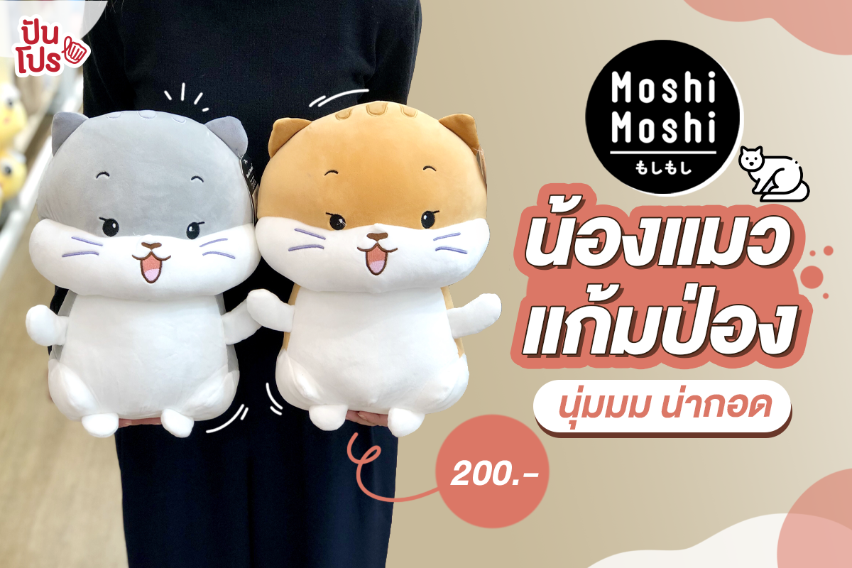 Moshi Moshi ตุ๊กตาแมวนุ่มนิ่ม แก้มป่องน่าหยิก ตัวละ 200 บาท